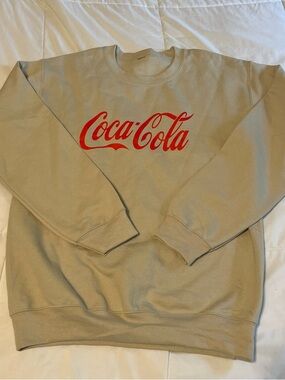 Coca Cola Beige Crewneck Sweatshirt with Red Logo